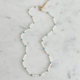 Pearl & Blue Green Bead Necklace