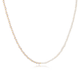 necklace with white freshwater pearls and pink gold stainless steel beads