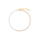 Nadia freshwater pearl beaded bracelet with pink and gold stainless steel beads
