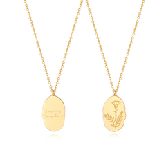 gold waterproof stainless steel birth flower necklace