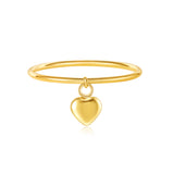 gold stacking heart charm ring made from 19k gold plated stainless steel