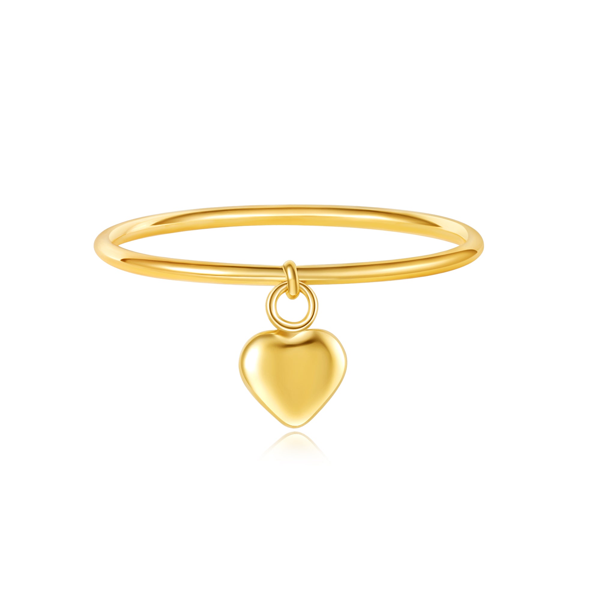 gold stacking heart charm ring made from 19k gold plated stainless steel