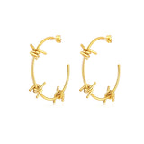 gold waterproof stainless steel barbed wire large hoop earrings
