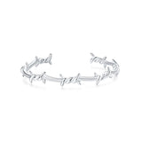 silver waterproof stainless steel barbed wire bangle