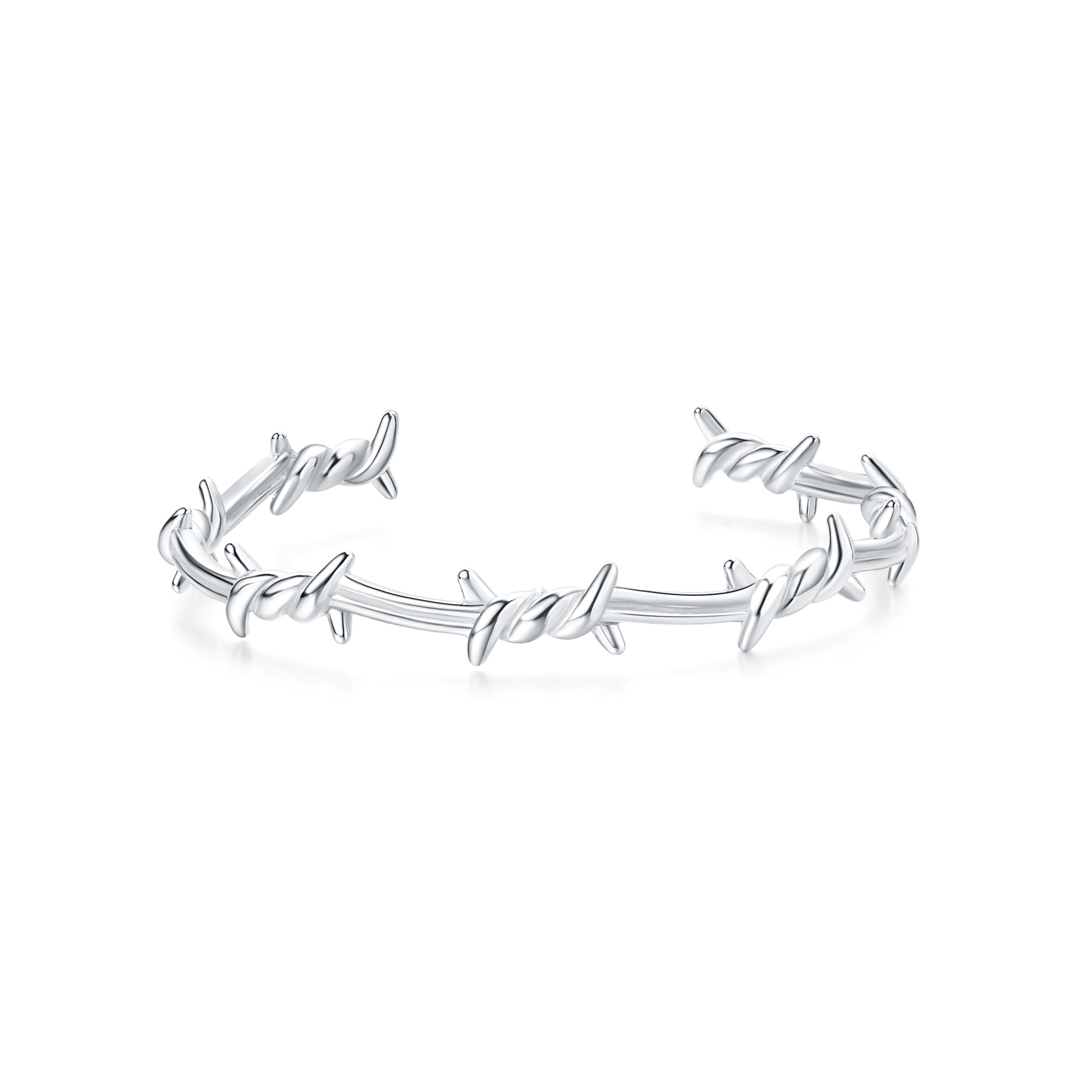 silver waterproof stainless steel barbed wire bangle