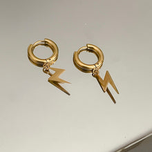 Load image into Gallery viewer, Gold Stainless Steel Lightning Hoop Earrings

