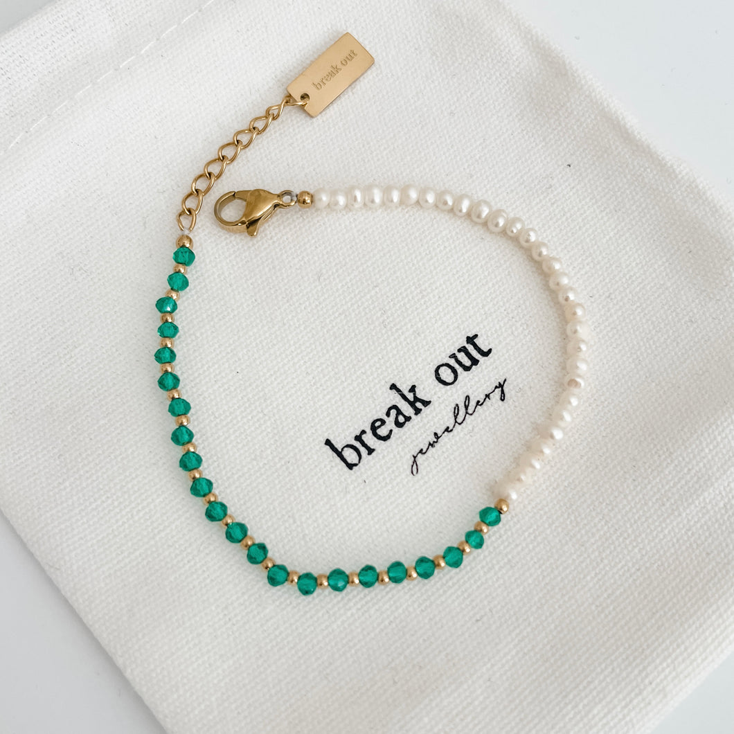 Green Pearl & Bead Bracelet