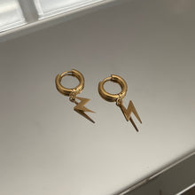 Load image into Gallery viewer, Gold Stainless Steel Lightning Hoop Earrings
