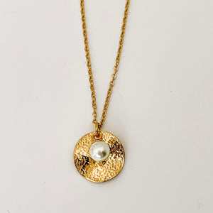 Gold Charm and Pearl Necklace