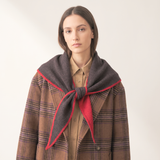 Contrast Trim Triangle Heavyweight Scarf in Brown/Red