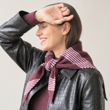 Striped Triangle Heavyweight Scarf in Berry/Pink