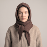Plain Triangle Hooded Scarf in Brown