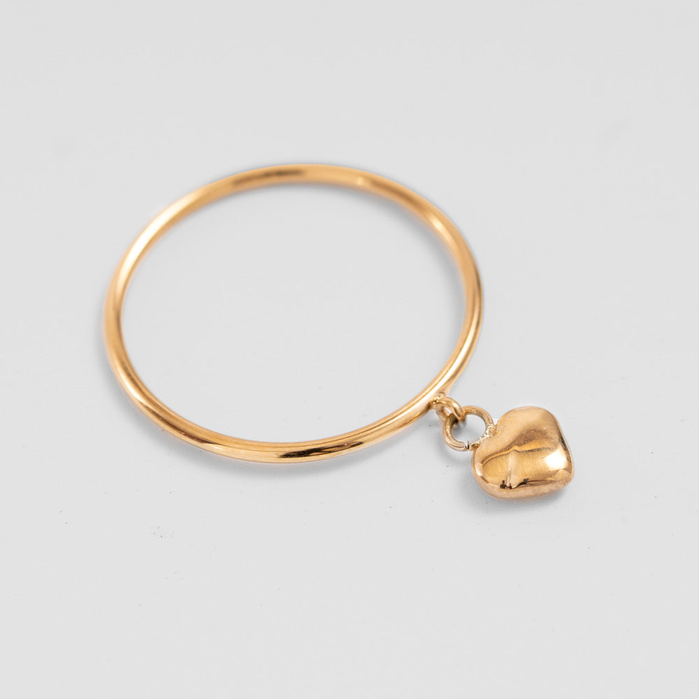 Gold Stackable Ring With Heart Charm at Break Out Jewellery 