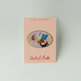 Matcha Girl Glittery Vinyl Sticker