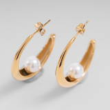 Gold Hoop Earrings With Pearl at Break Out Jewellery 