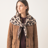 Leopard Print Triangle Scarf in Beige