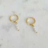 Three Pearl Charm Earrings