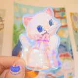 Dagger Cat Vinyl Holo Sticker