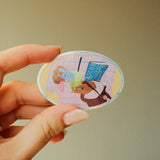 Matcha Girl Glittery Vinyl Sticker