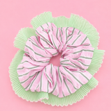 Pink & Green Stripe Scrunchie