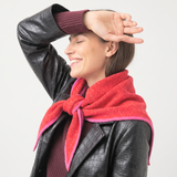 Contrast Trim Triangle Heavyweight Scarf in Red/Pink
