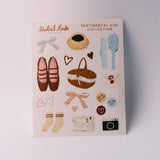 Sentimental Girl Illustrated Vinyl Sticker Sheet