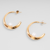 Gold Hoop Earrings With Pearl at Break Out Jewellery 