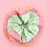 Green & Pink Stripe Scrunchie