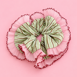 Green & Brown Stripe Scrunchie