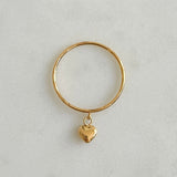 Gold Stackable Ring With Heart Charm at Break Out Jewellery 