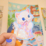 Dagger Cat Vinyl Holo Sticker