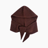 Plain Triangle Hooded Scarf in Brown