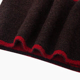 Contrast Trim Triangle Heavyweight Scarf in Brown/Red