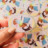 Matcha Girl Glittery Vinyl Sticker