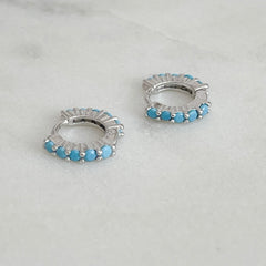 blue stone earrings | huggie earrings | small earrings | womens jewellery | waterproof jewellery | trending jewellery | jewellery under £40 | jewellery for gifts | gold jewellery | silver jewellery | stainless steel jewellery
