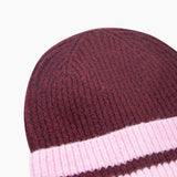 Striped Beanie Hat in Berry/Pink