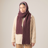 Contrast Trim Hooded Scarf in Berry/Pink