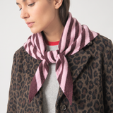 Striped Triangle Heavyweight Scarf in Berry/Pink