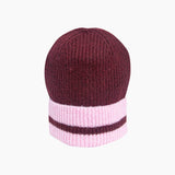 Striped Beanie Hat in Berry/Pink