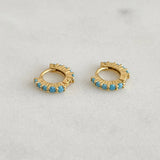 
blue stone earrings | huggie earrings | small earrings | womens jewellery | waterproof jewellery | trending jewellery | jewellery under £40 | jewellery for gifts | gold jewellery | silver jewellery | stainless steel jewellery