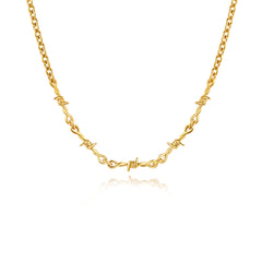 gold barbed wire necklace waterproof stainless steel 