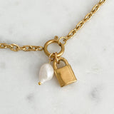 Ada Necklace at Break Out Jewellery | gold plated stainless steel padlock charm necklace