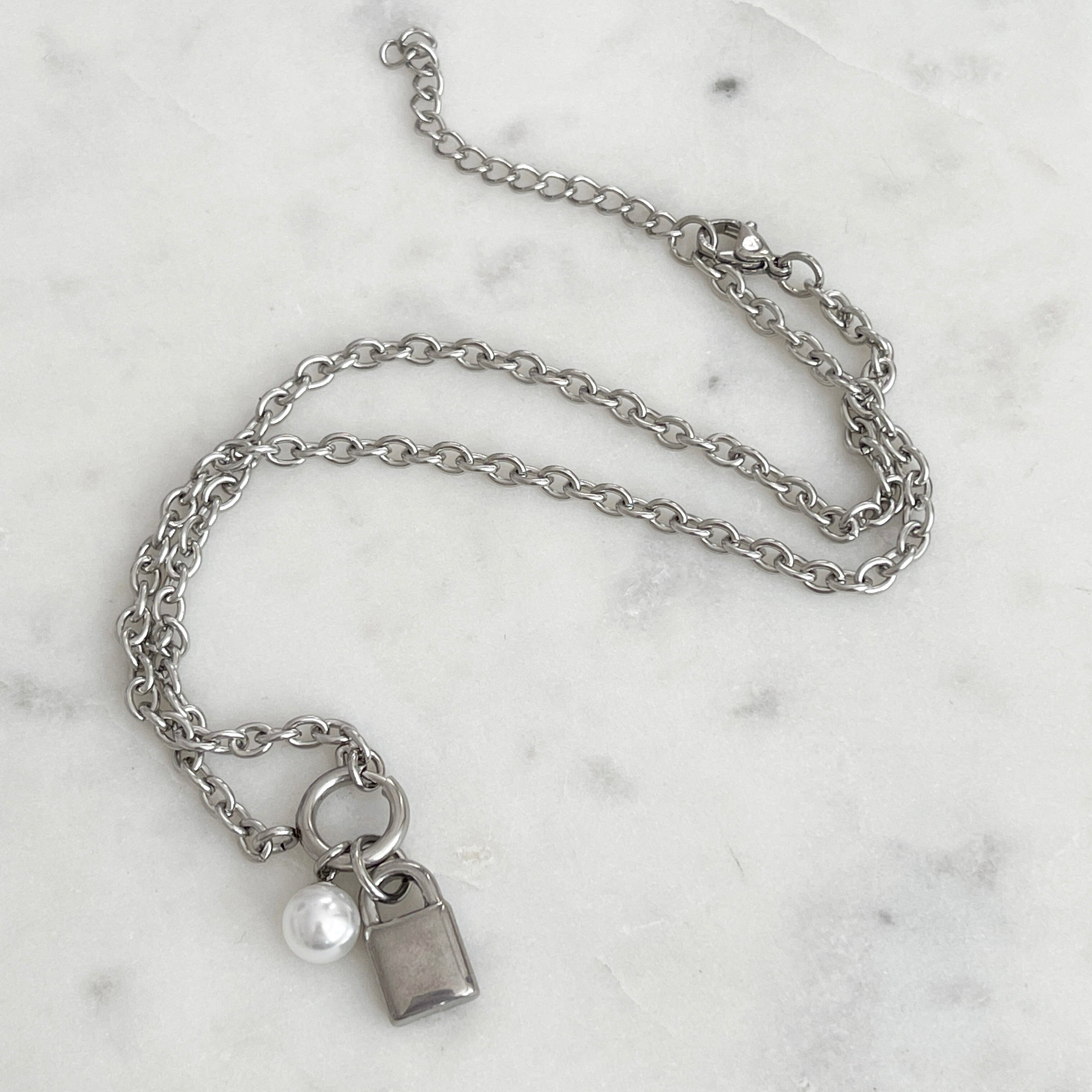 Ada Necklace at Break Out Jewellery | stainless steel padlock charm necklace