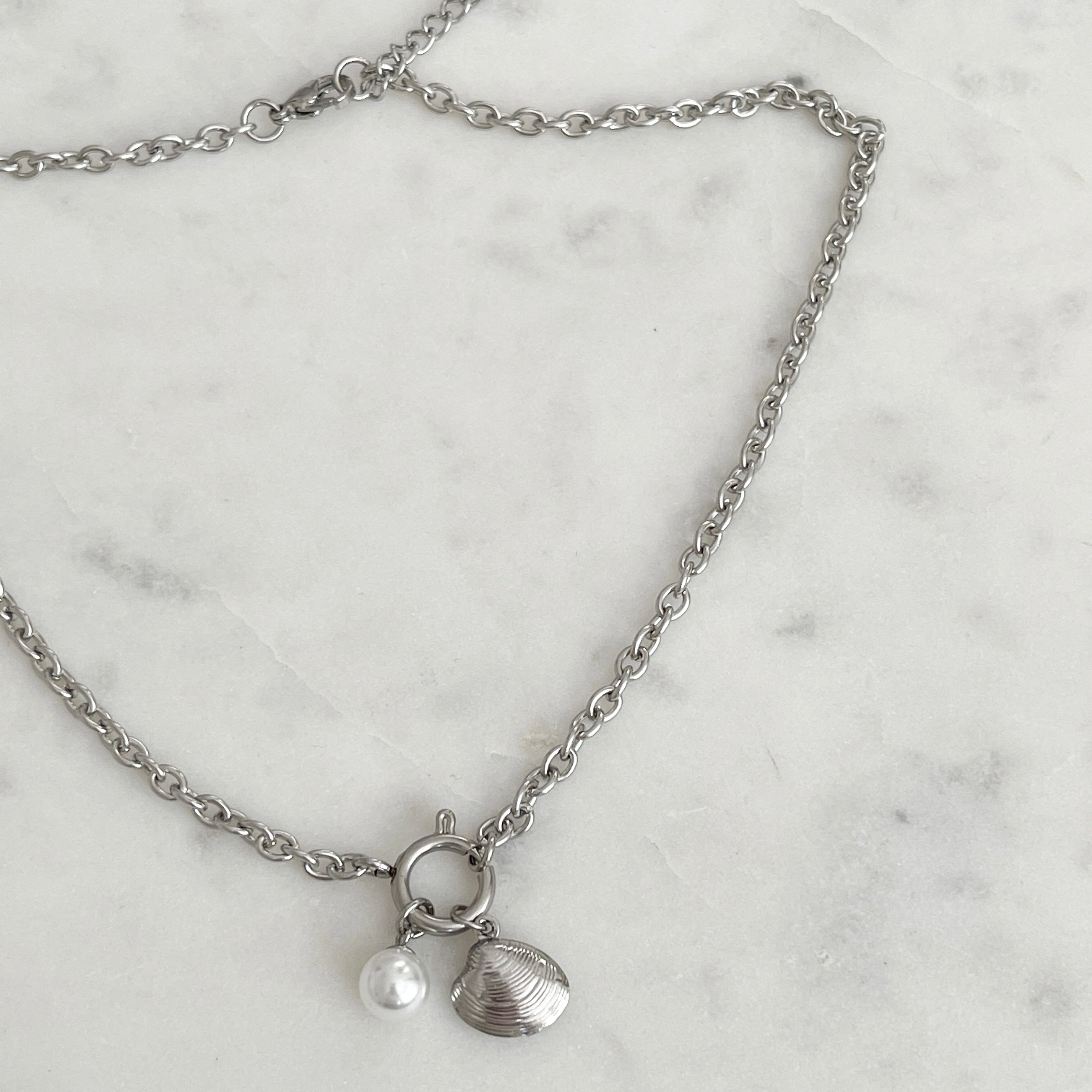 Ada Necklace at Break Out Jewellery | stainless steel shell charm necklace