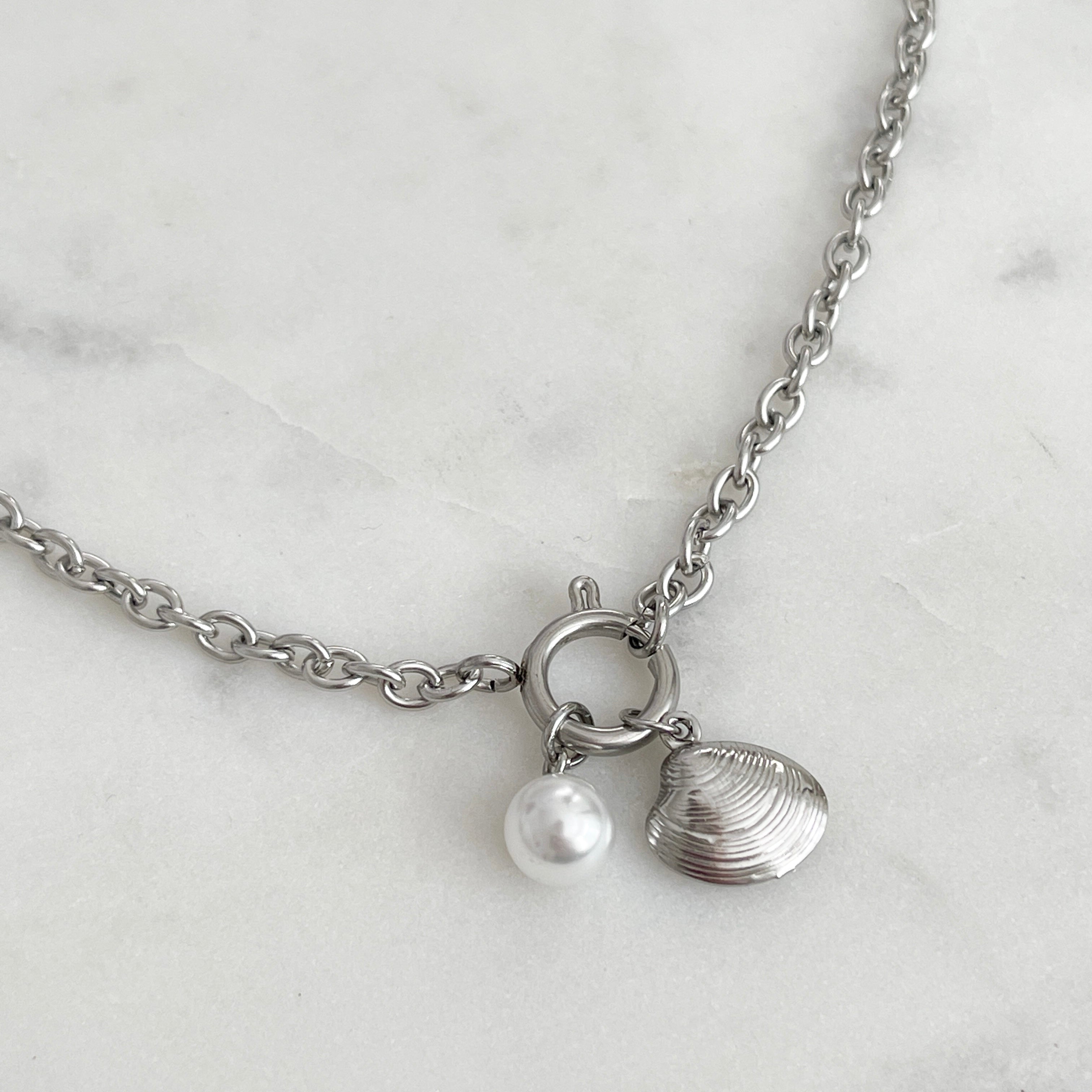 Ada Necklace at Break Out Jewellery | stainless steel shell charm necklace