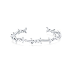 silver waterproof stainless steel barbed wire bangle 