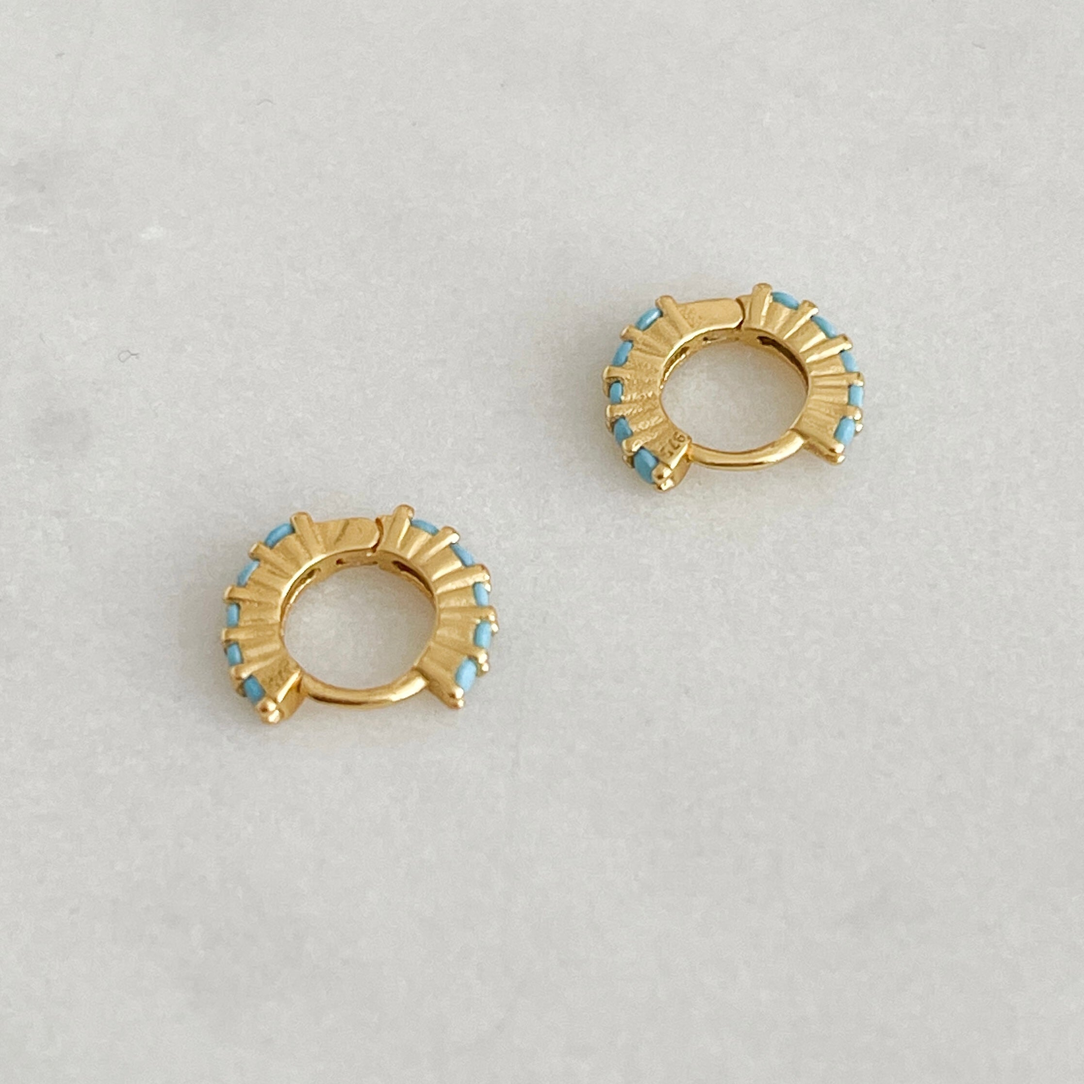 blue stone earrings | huggie earrings | small earrings | womens jewellery | waterproof jewellery | trending jewellery | jewellery under £40 | jewellery for gifts | gold jewellery | silver jewellery | stainless steel jewellery