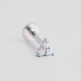 Silver Opal Flat Back Stud Earrings