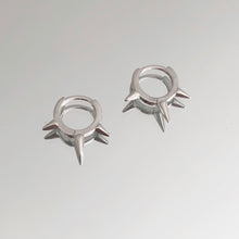 Load image into Gallery viewer, Sterling Silver Spike Detail Huggie Hoop Earrings
