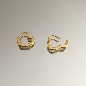 Sterling Silver and Gold Heart Huggie Hoop Earrings